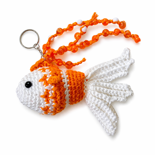 Llavero Pez Crochet Rosa – Hecho a Mano con Detalles en Cuentas